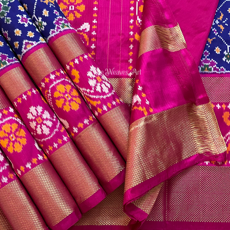 Navaratna Pattern Single Ikat Pochampally Silk Saree
