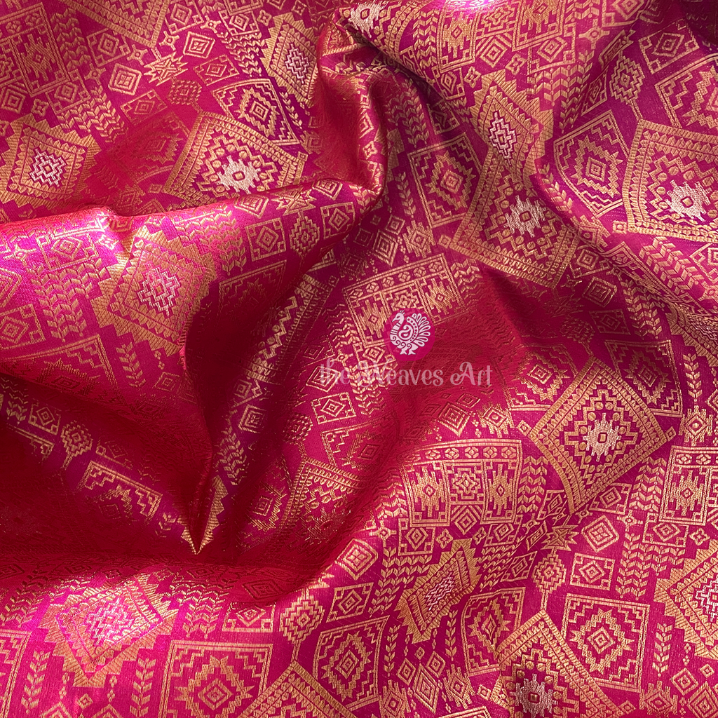 Pink Borderless Kanchipuram Pure Silk Saree