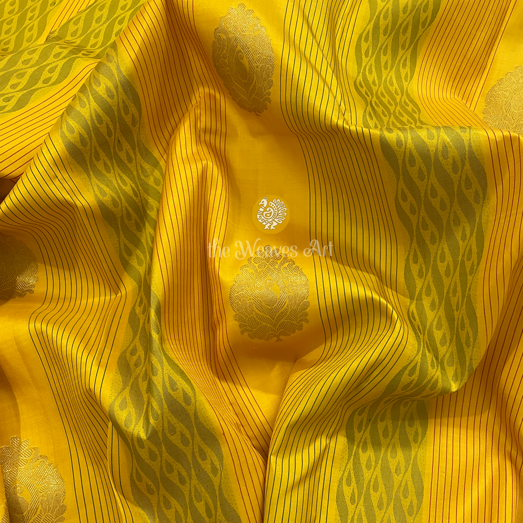 Mango Yellow Borderless Kanchipuram Silk Saree
