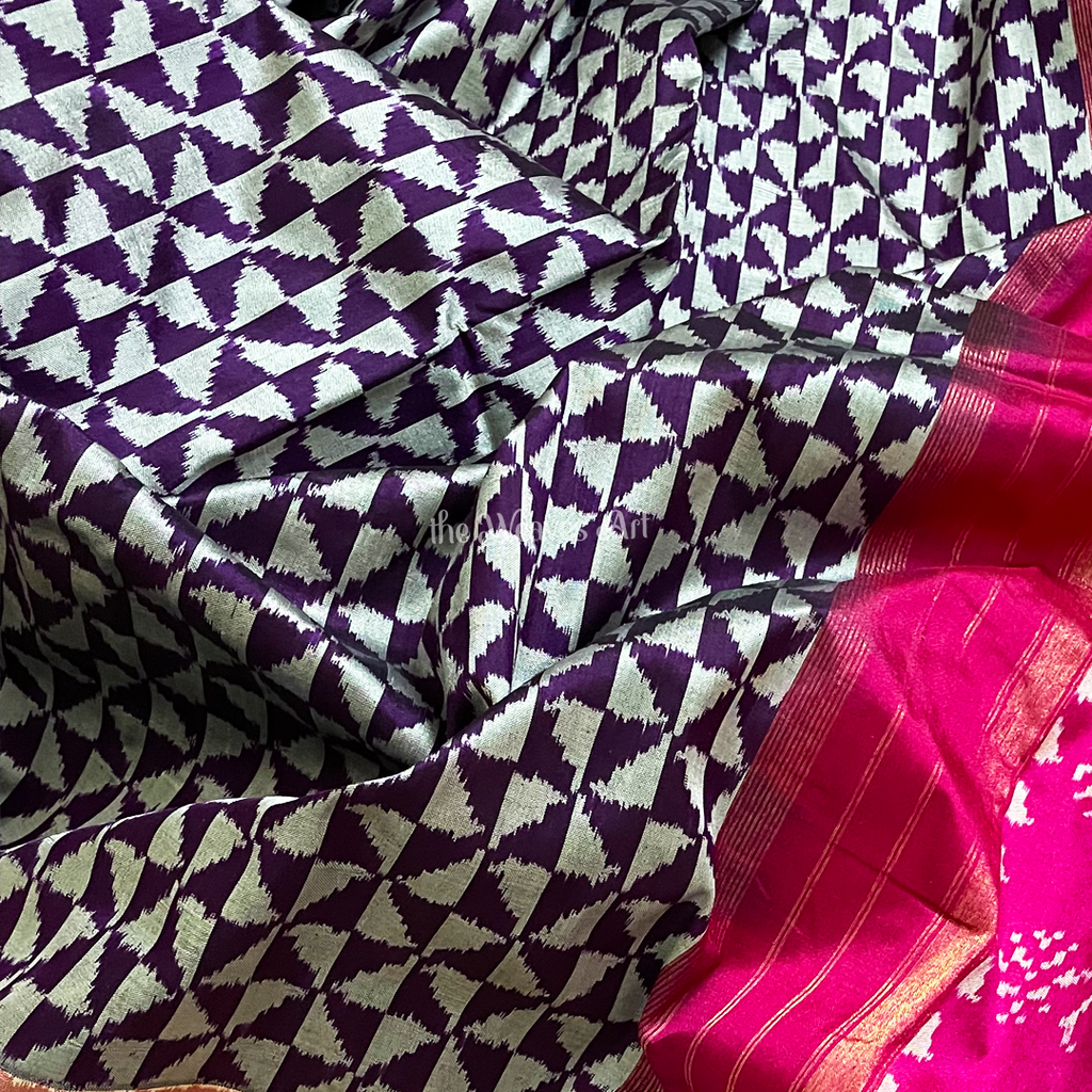 Pinwheel Pattern Pochampally Ikat Silk Saree