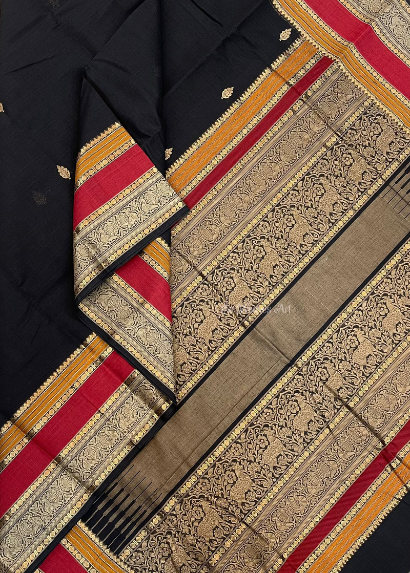 Handloom Kanchi Cotton Saree with Annam Border and Zari