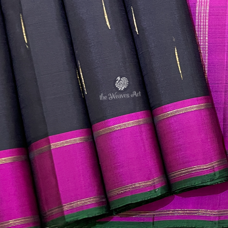 Black Kanchipuram Pure Silk Saree