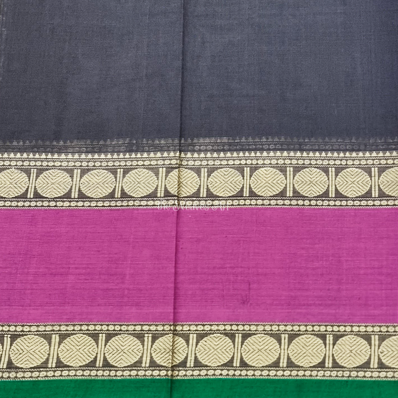 Black Rettai Pettu Kanchi Cotton Saree