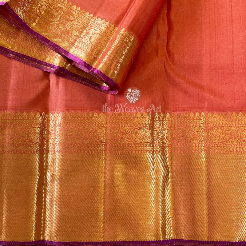 Blue Orange Kanchipuram Saree