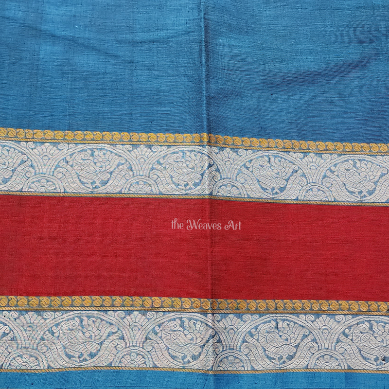 Blue Red Kanchi Cotton Saree