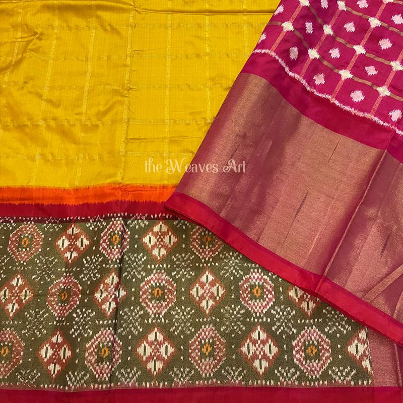 Checks Ikat Silk saree