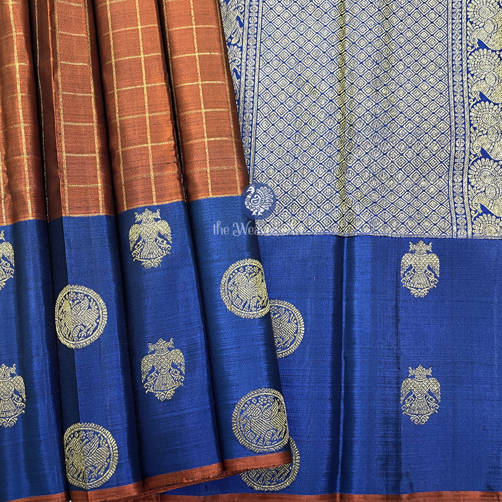 Checks Kanchipuram Pure Silk Sarees
