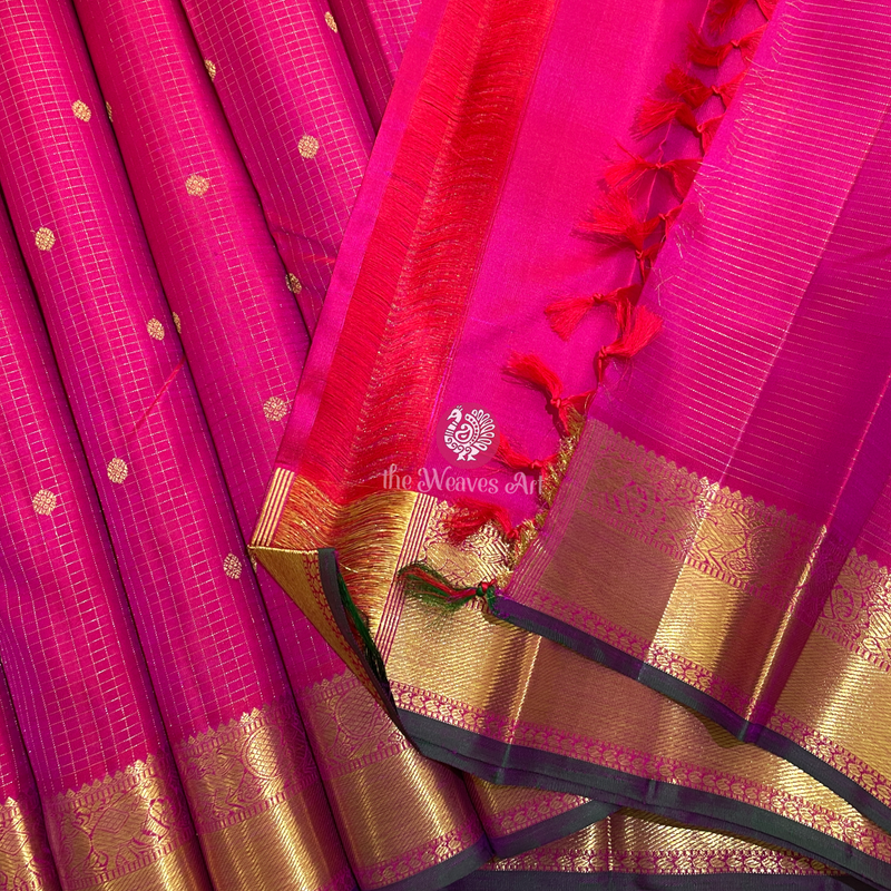 Checks Kanchipuram Pure Silk Sarees