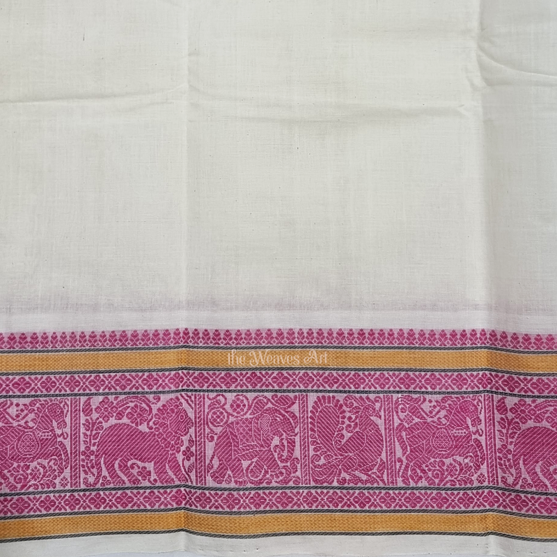 Cream Color Kanchi Cotton Blouse with Pink Border