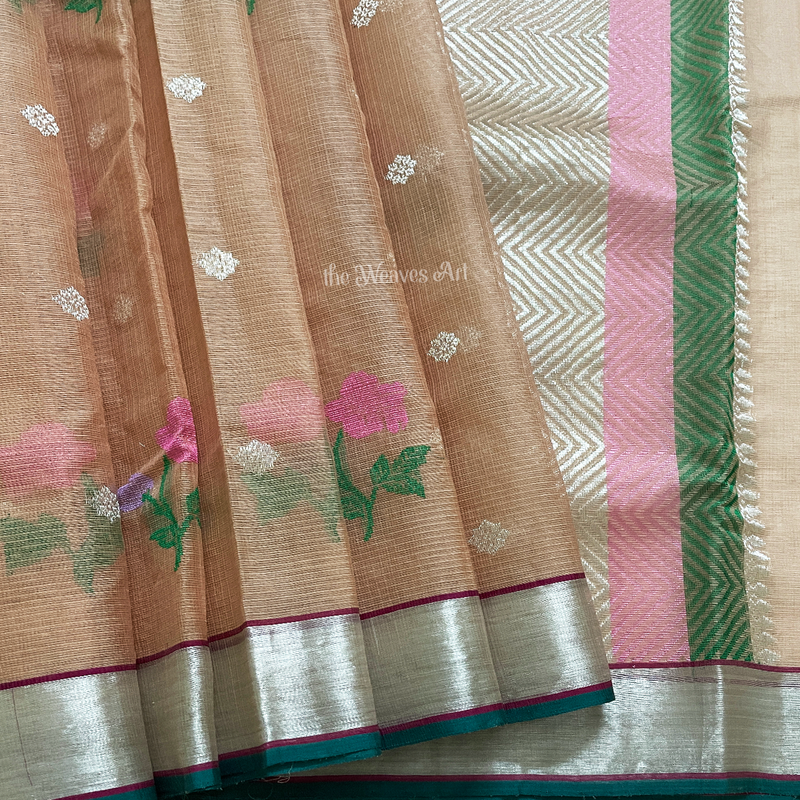 Floral Kota Dora Zari Saree