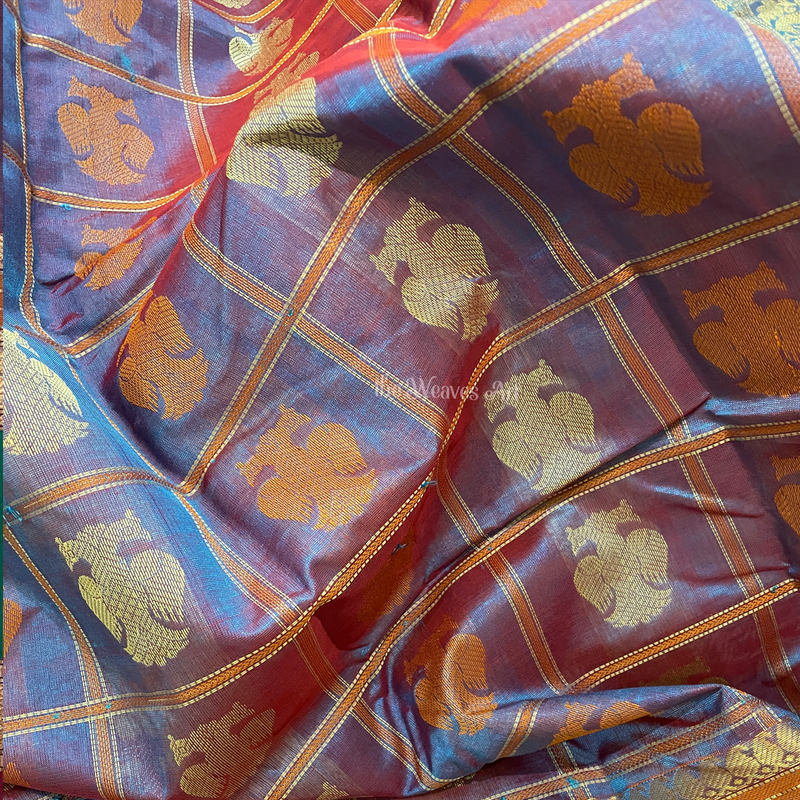 Ganda Berunda Kanchipuram Silk Cotton Saree