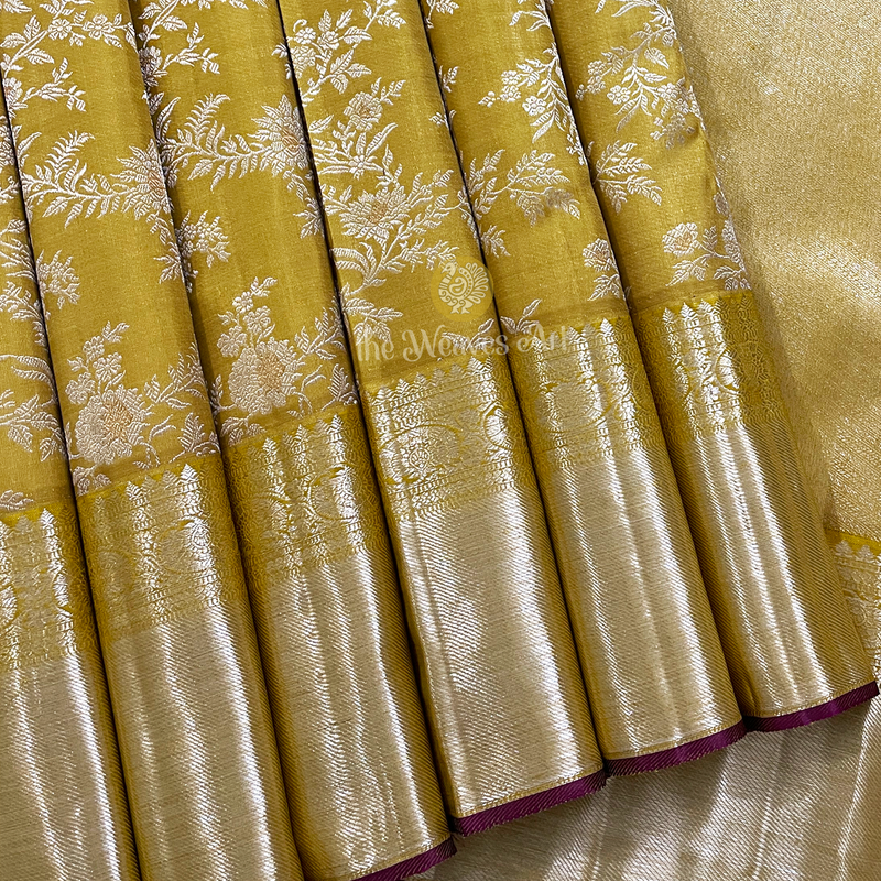 Gold Color Kanchipuram Pure Silk Saree