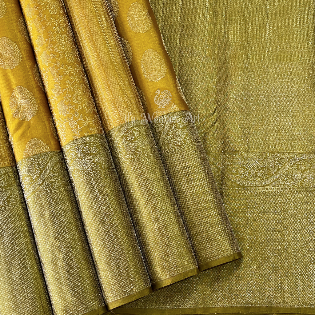 Golden Yellow Kanchipuram Pure Silk Saree