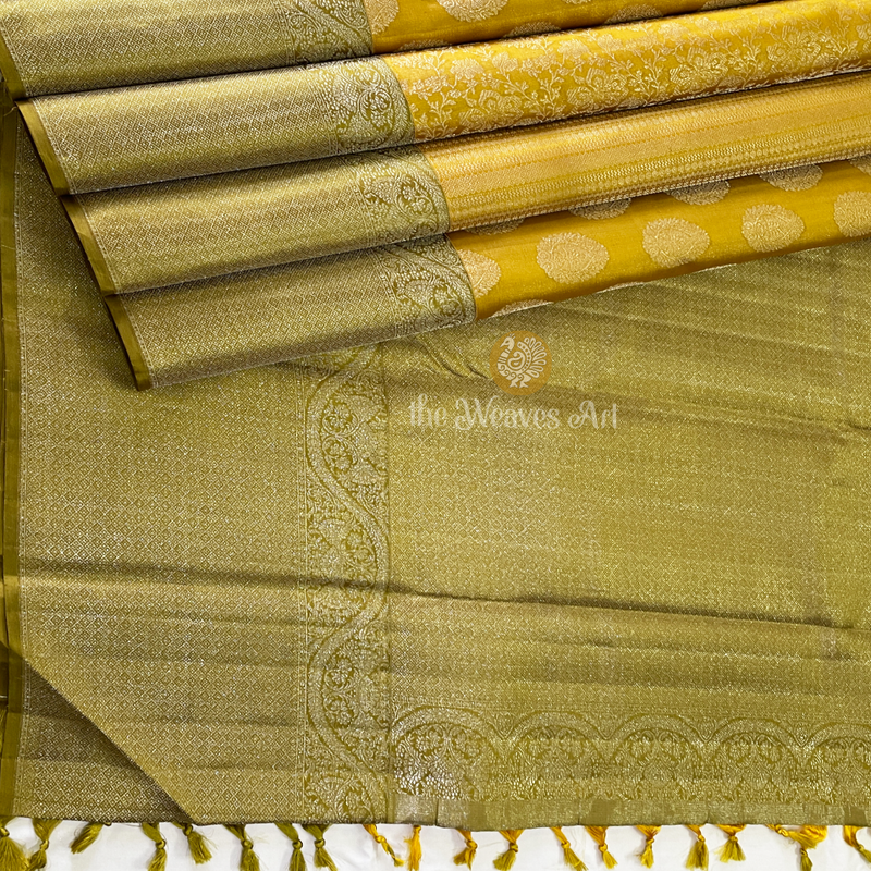 Golden Yellow Kanjivaram Pure Silk Saree