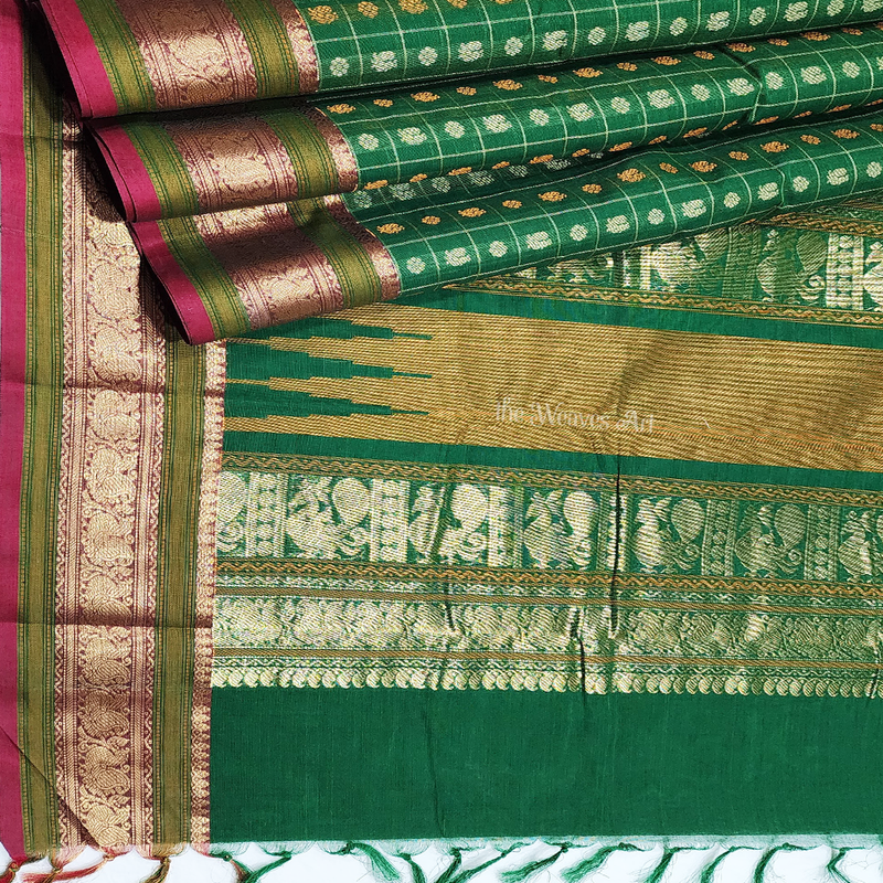 Green 1000 Butta Kanchi Cotton Saree