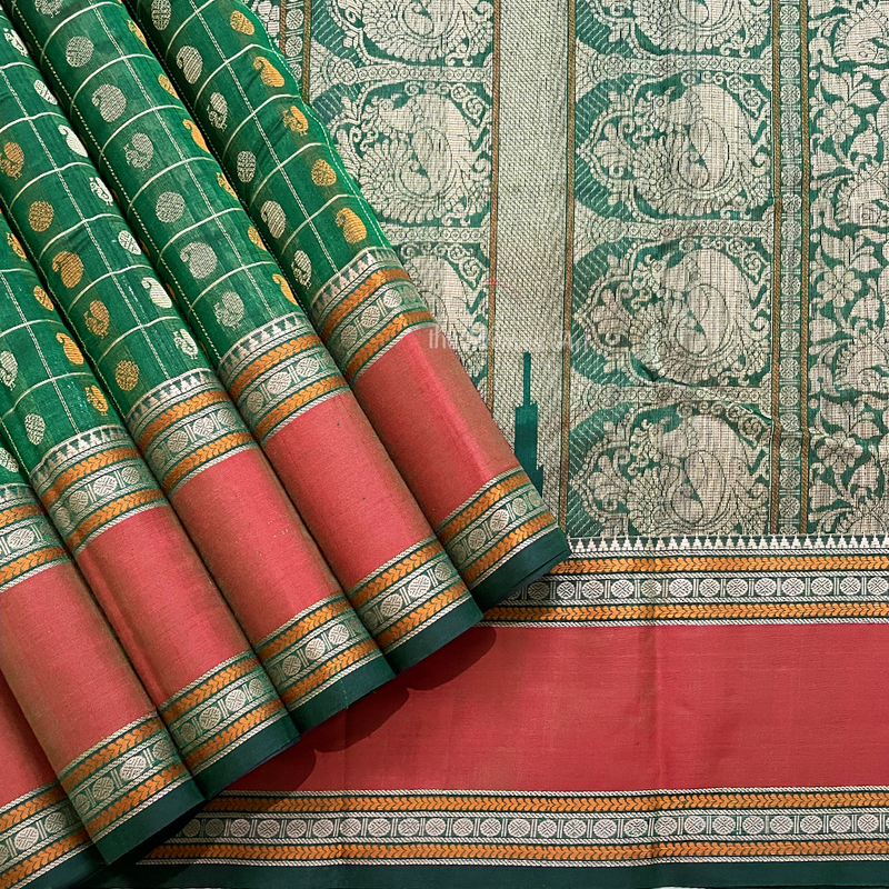 Green Color 1000 Butta Kanchi Silk Cotton Saree
