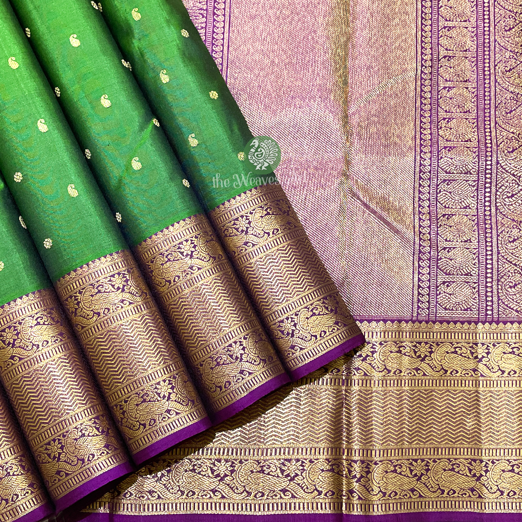 Green Purple Kanchipuram Sarees