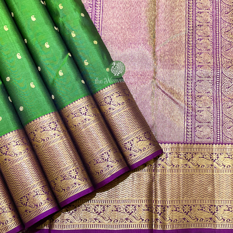 Green Purple Kanchipuram Sarees