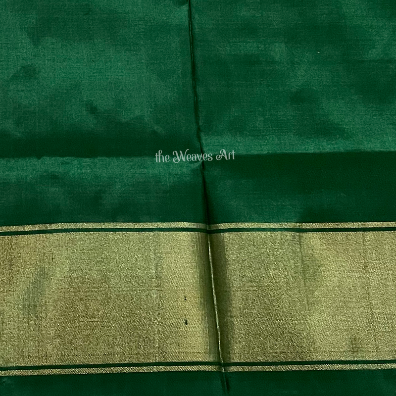Green Silk Blouse with Gold Zari Border