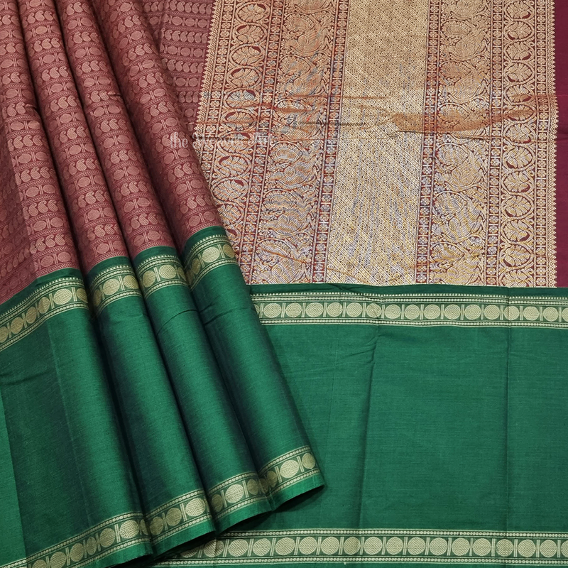 Mubbagam Handloom Kanchi Cotton Saree with Ganga - Jamuna Borders