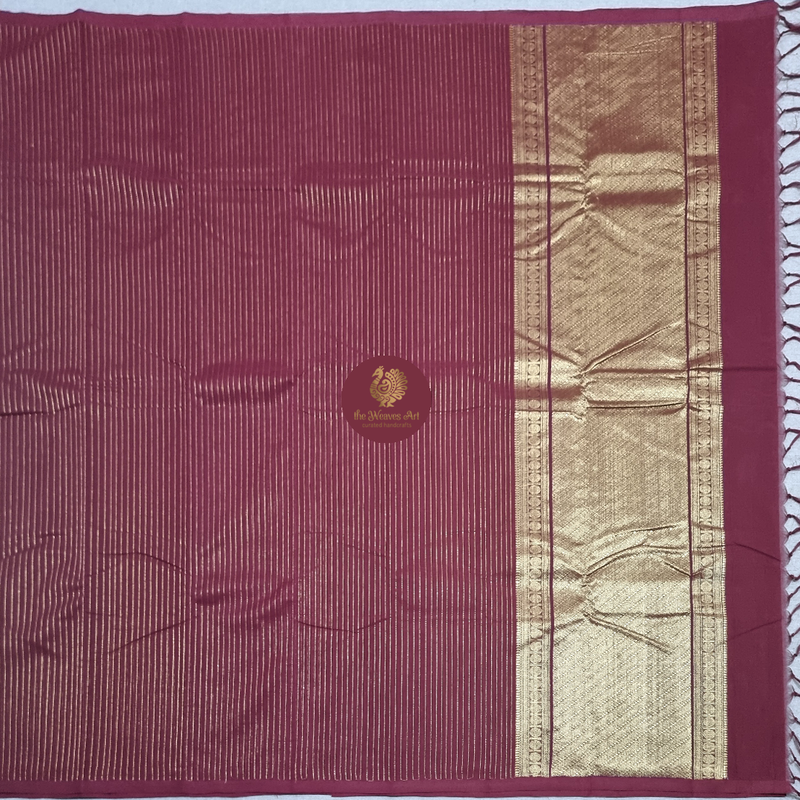 Handloom Kanchi Cotton Saree with Zari Stripes and Pallu