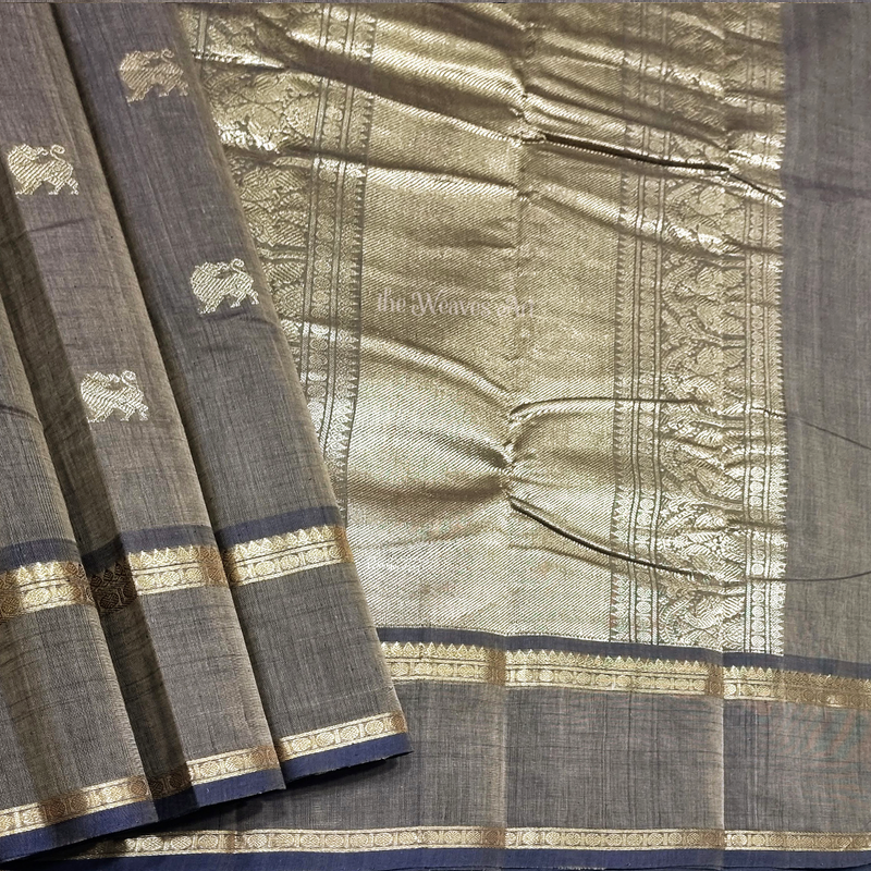 Handloom Kanchi Cotton Saree with Zari