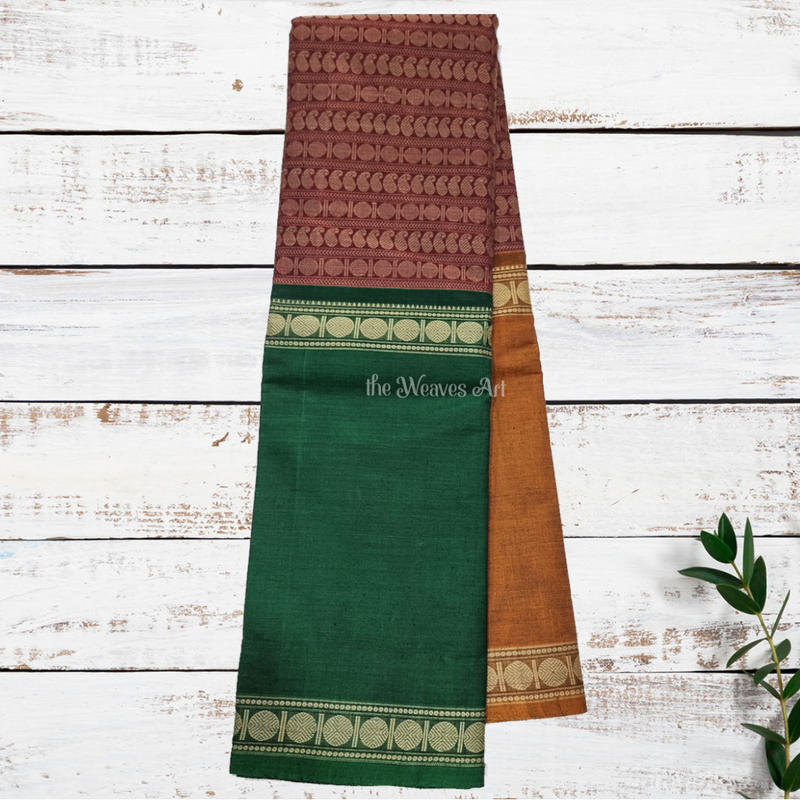 Mubbagam Handloom Kanchi Cotton Saree with Ganga - Jamuna Borders