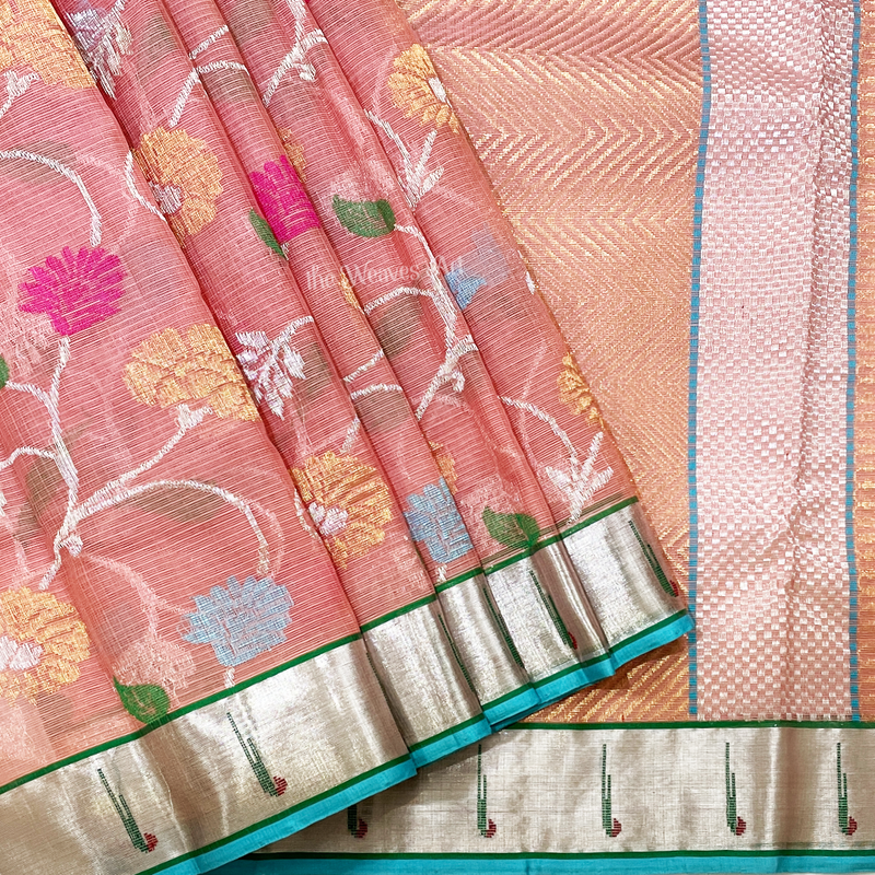 Handloom Pure Zari Kota Doria Saree