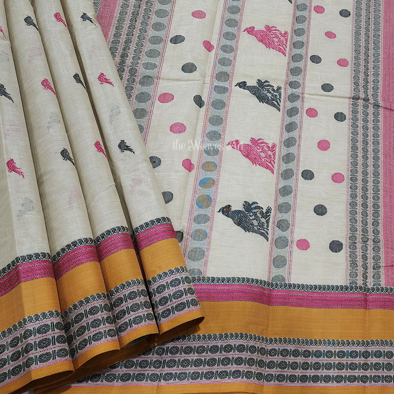 Handloom kanchi Cotton Saree with Kili Motifs