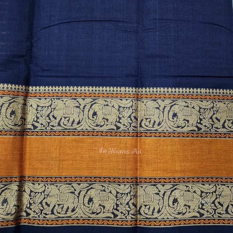 Tarika - Dark Blue Color Lakshadeepam Handloom Kanchi Cotton Saree