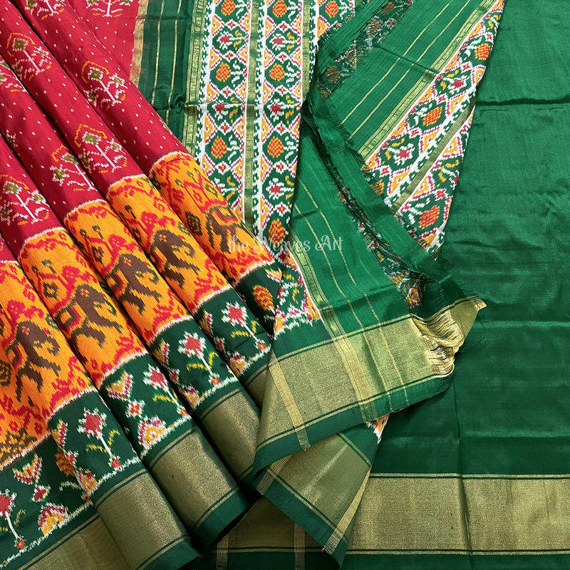 Hathi-Phool Bhat Single Ikat Saree