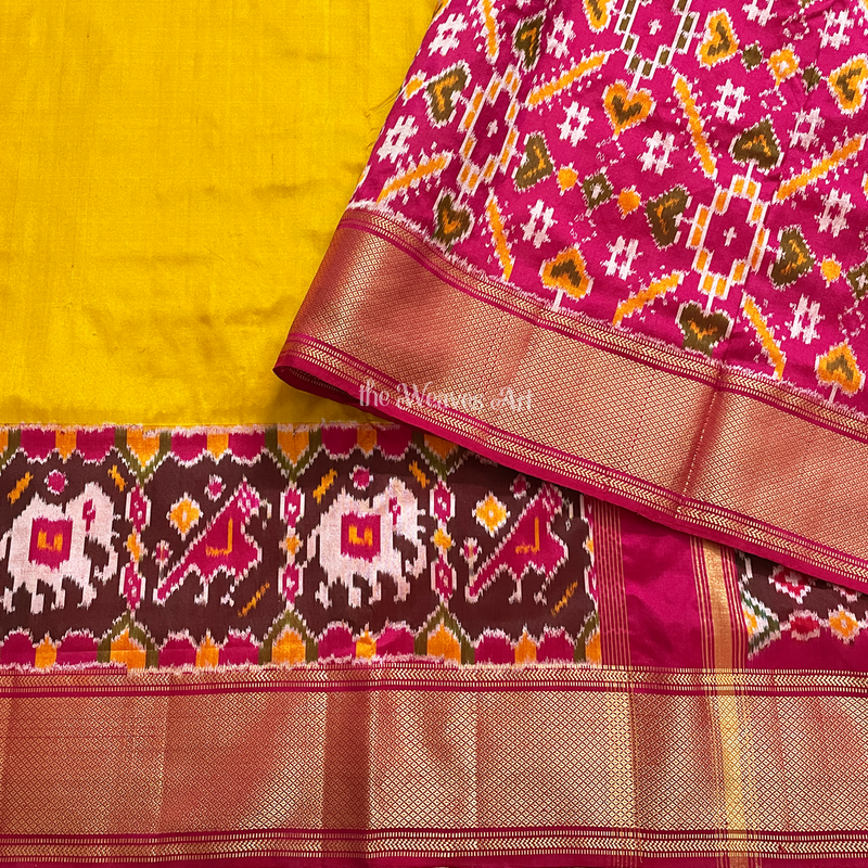 Hathi-Popat Potola Single Ikat Silk Saree