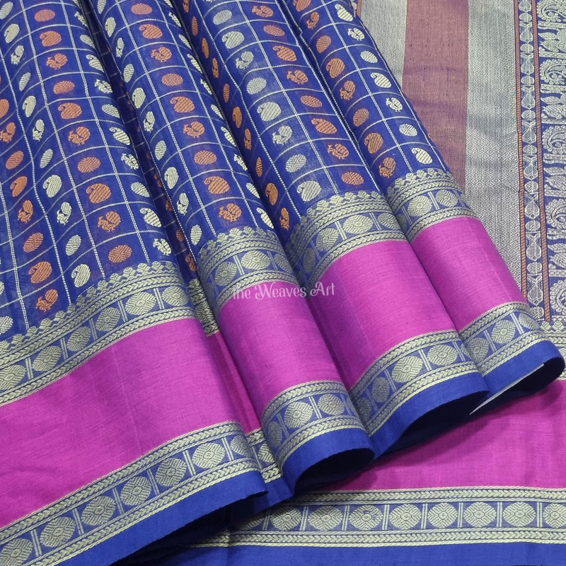 Indigo Blue 1000 Butta Kanchi Cotton Saree