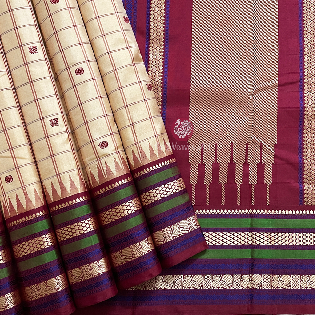 Kai Korvai Kanchipuram Pure Silk Saree