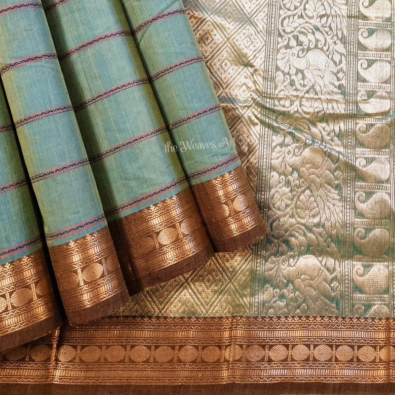 Kanchi Cotton Saree with Zari Border and Pallu