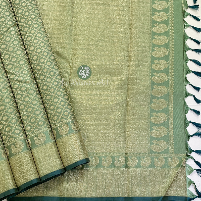 Banarasee Handwoven Soft Semi Silk Saree With Shibori Design-Maroon &
