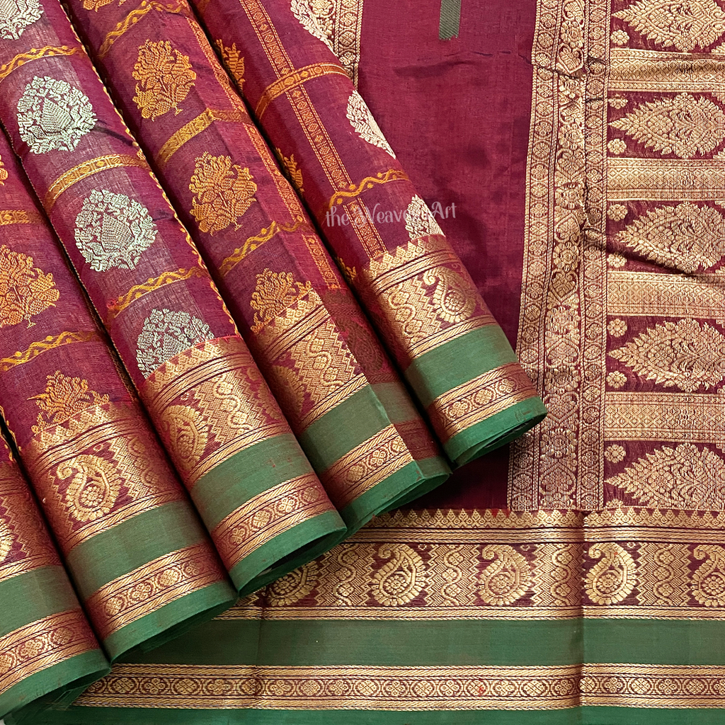 Kanchi Silk Cotton Saree with Banaras Motifs