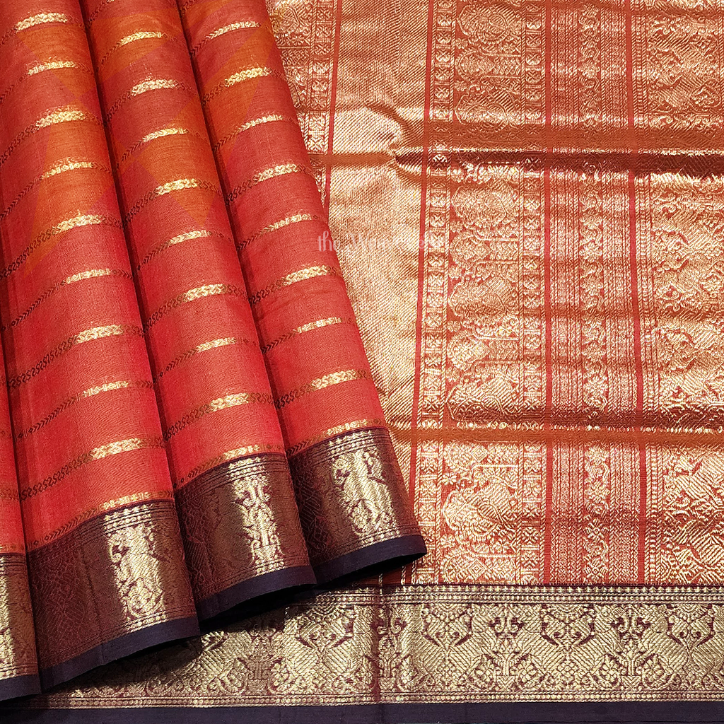 Kanchi Silk Cotton Saree with Zari Pallu