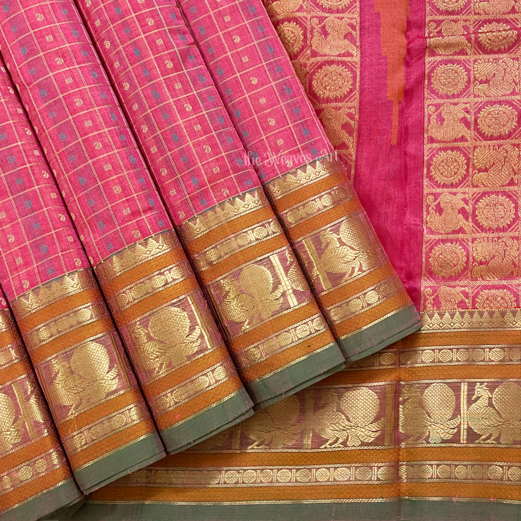Kanchi Silk Cotton Saree with Zari