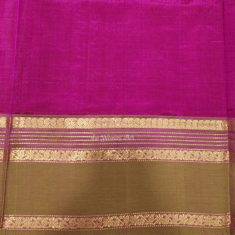 Arnavi - Handloom Lakshadeepam Kanchi Silk Cotton Saree with Kalakshetra Kili pallu