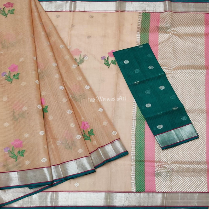 Kota Doria Pure Zari Saree with Blouse