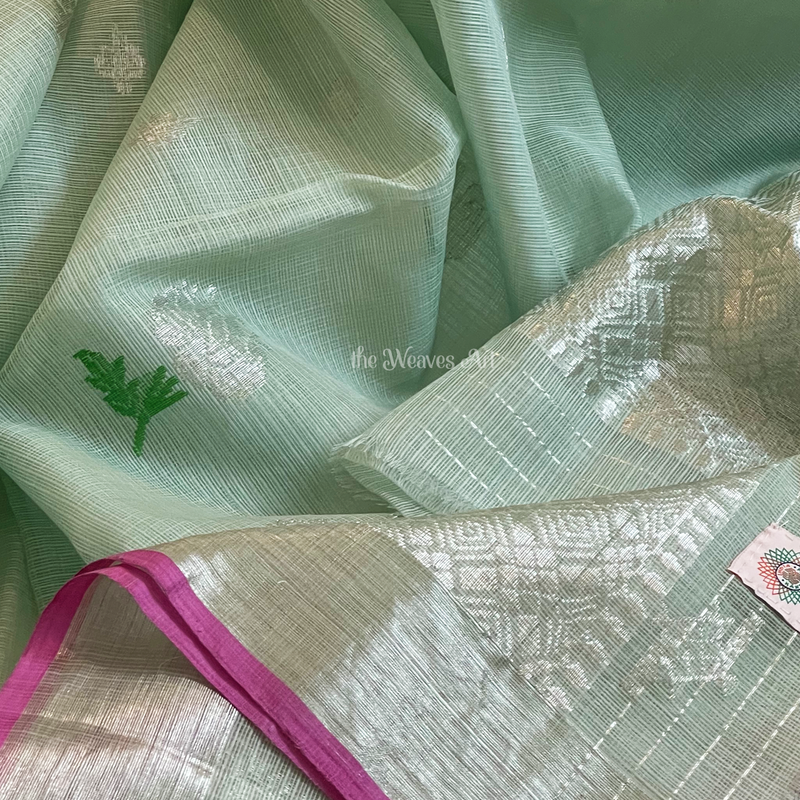 Kota Doria Silver Zari Saree