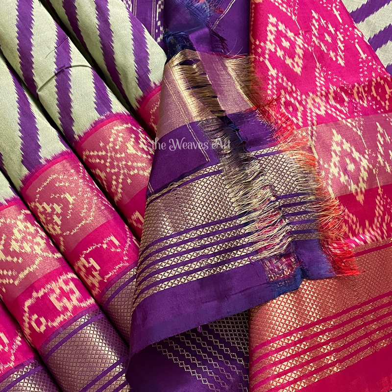 Leheriya Ikat Silk Saree