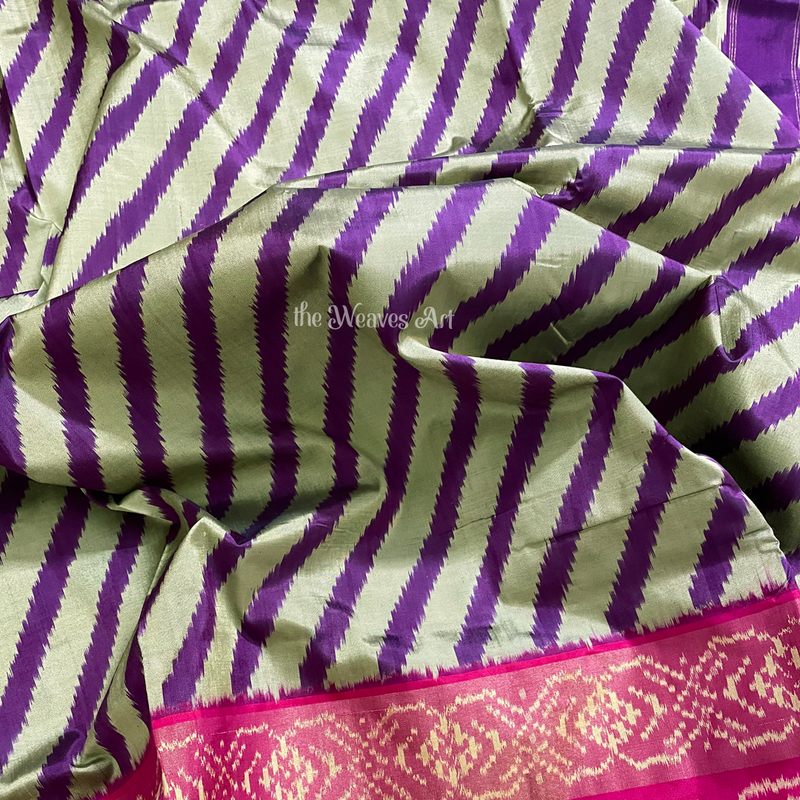 Leheriya Pattern Pochampally Ikat Silk Saree