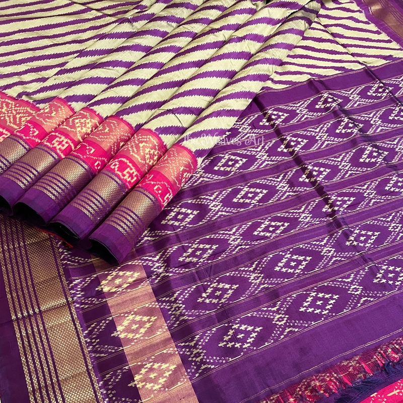 Leheriya Pochampally Single Ikat Silk Saree