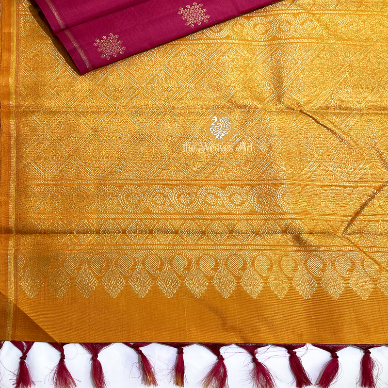 Maroon-Mustard Kanchi Sarees