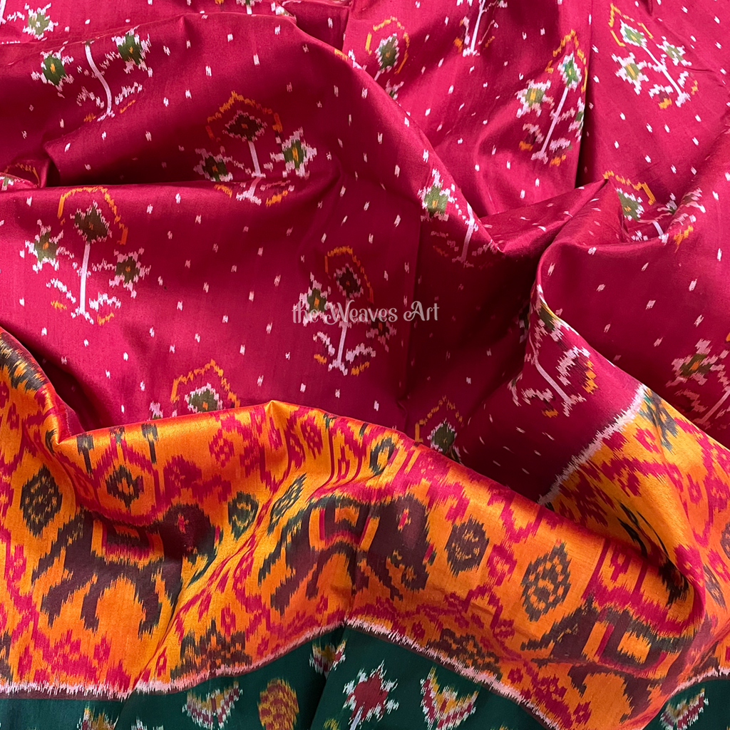 Maroon Pochampally Ikat Silk Saree