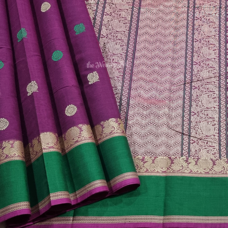 Mayil-Chakram Handloom Kanchi Cotton Saree