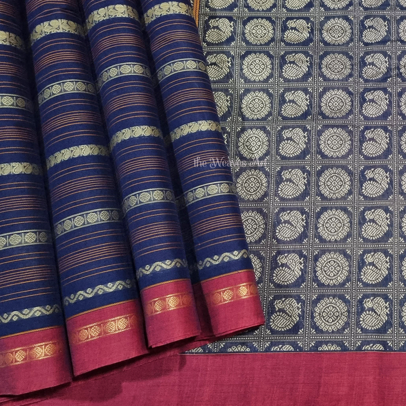 Navy Blue Color Kanchi Cotton Saree