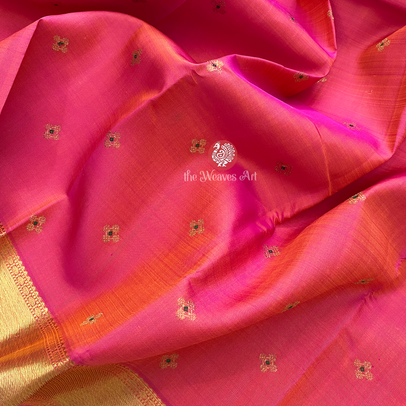 Orange-Pink Double Shade Kanchi pattu